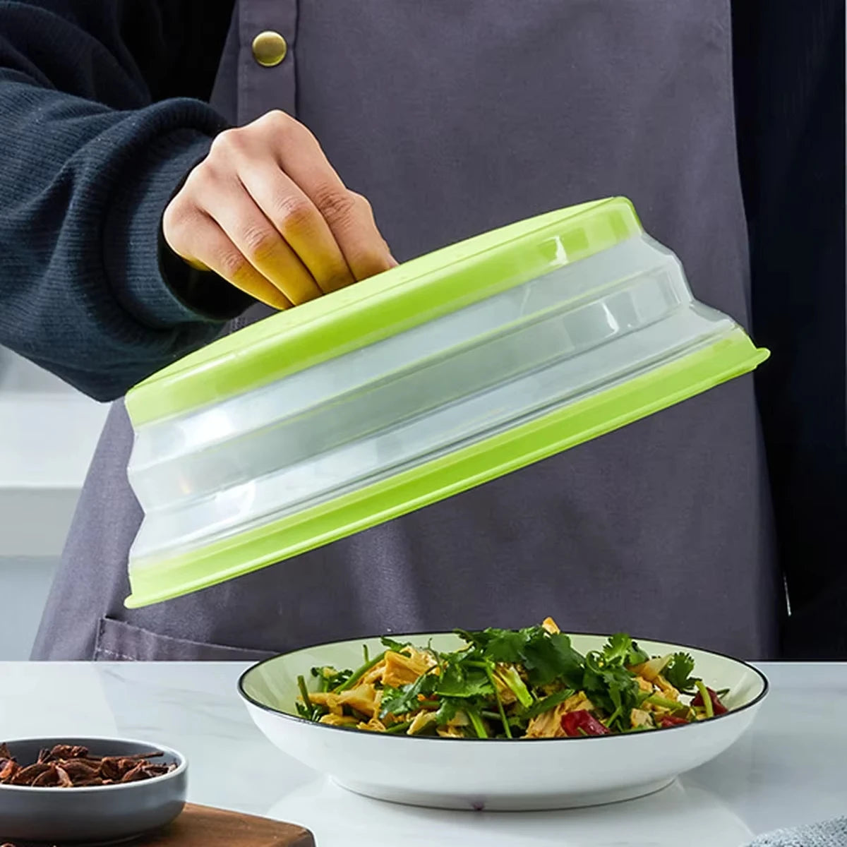 Collapsible Microwave Splatter Cover and Food Strainer Lid - 8