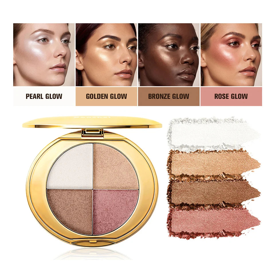 2-in-1 Highlighting Eye & Cheek Palette Shimmer Makeup Powder - 8