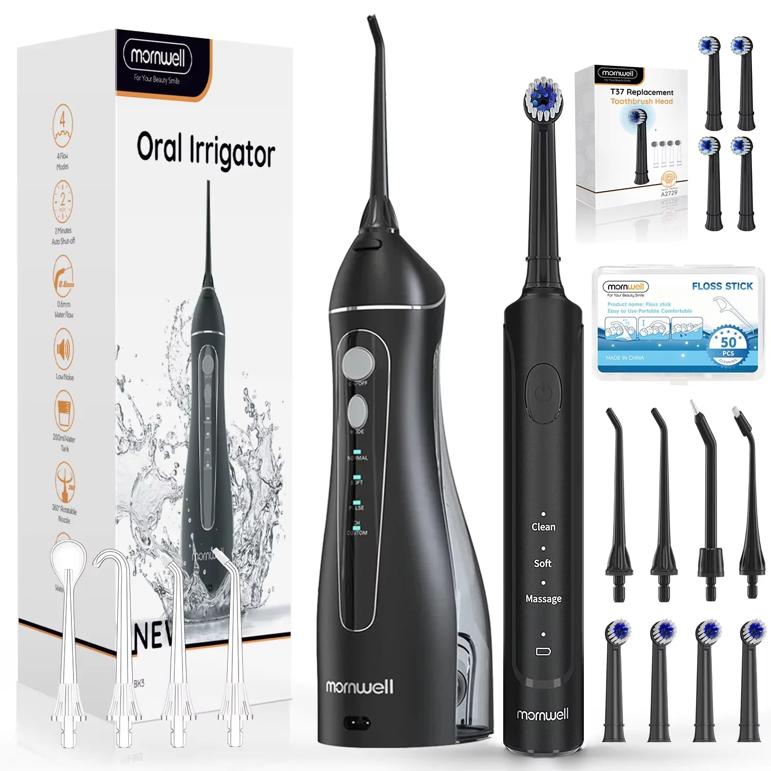 Electric Water Flosser & Toothbrush Set Oral Irrigator Whitening Kit - 1