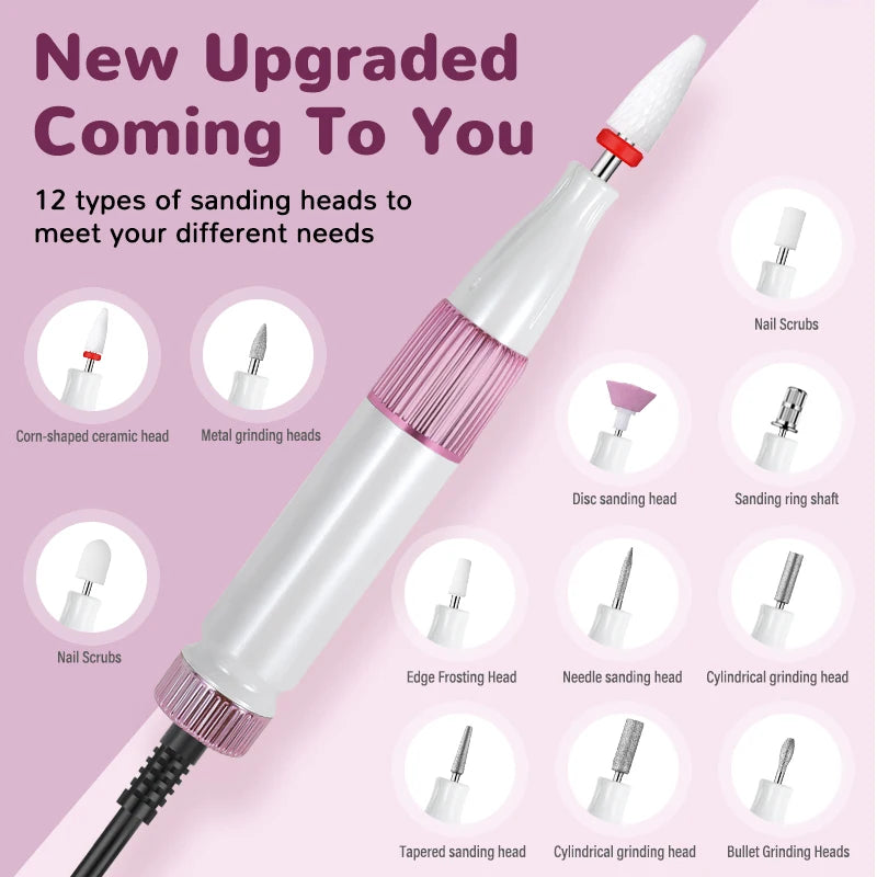 Rechargeable Professional Nail Drill Machine File Set - 3