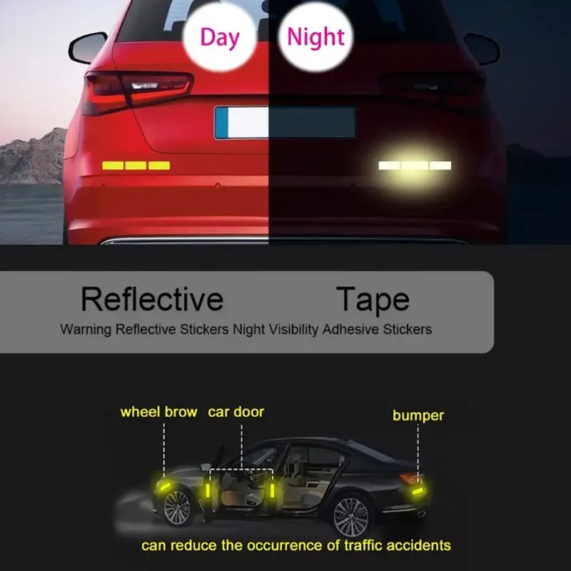 10PCS Car Reflective Safety Stickers Exterior Warning Decals