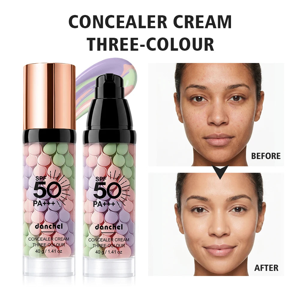 Three Color Face Primer and Hydrating Concealer Isolation Cream - 1