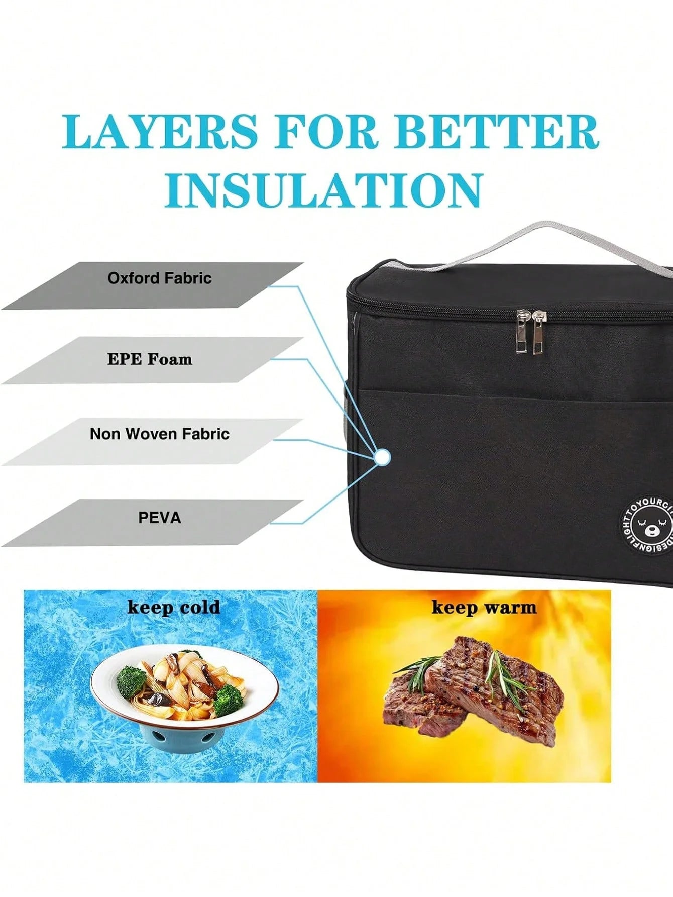 Insulated Lunch Bag Thermal Tote Cooler Box for Office Work and Travel - 2