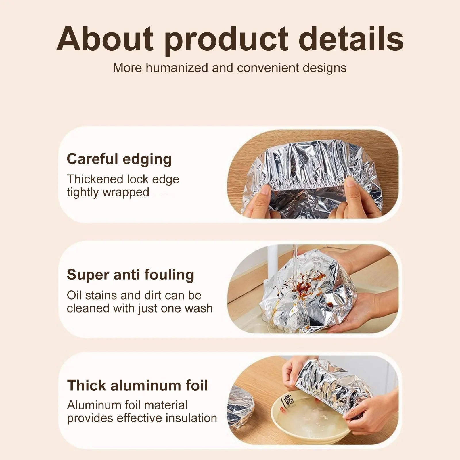 Reusable Aluminum Foil Food Covers Thermal Insulated Bowl Lid Set