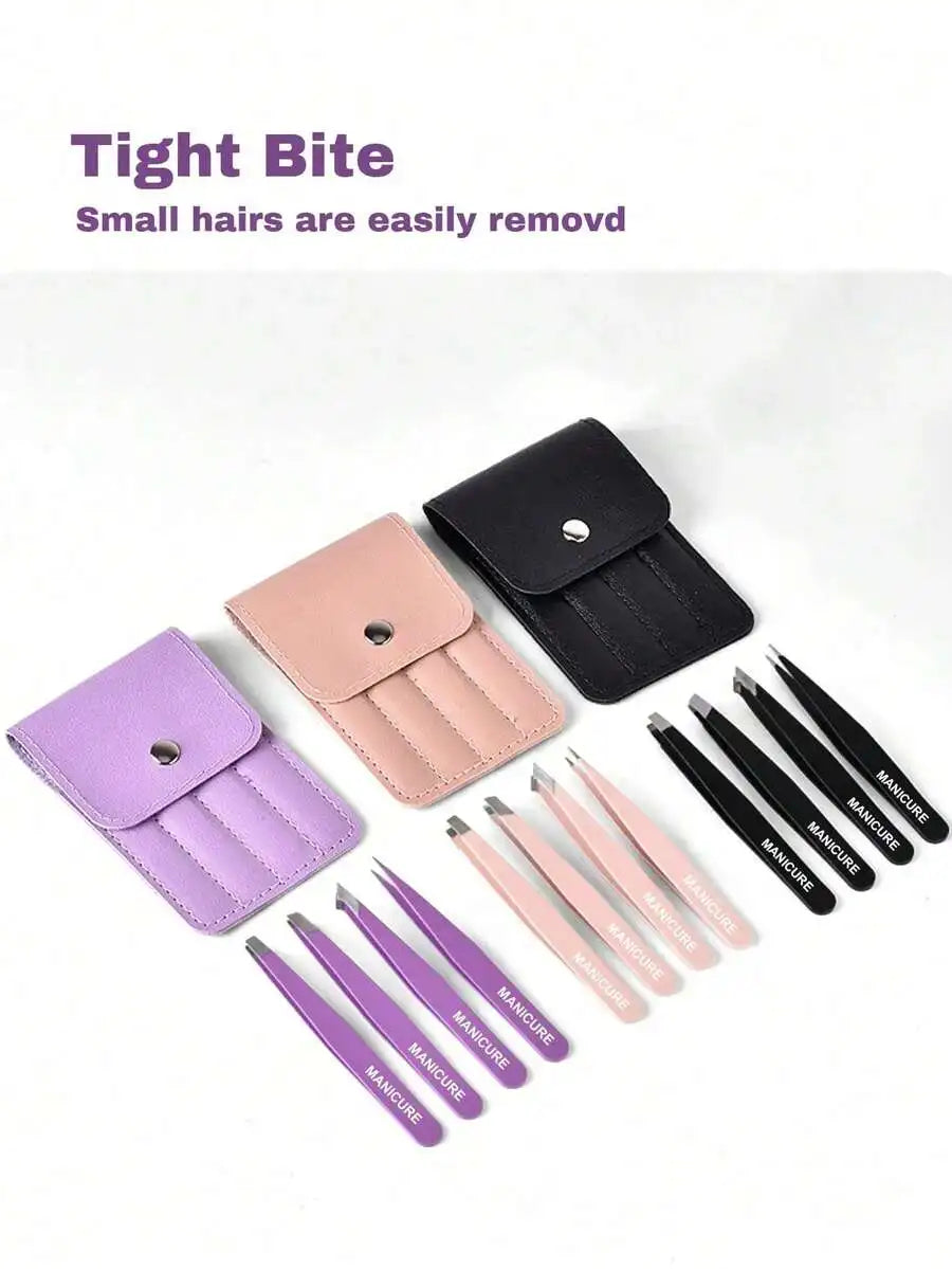 4pc Professional Stainless Steel Tweezer Set Precision Crafting Tools