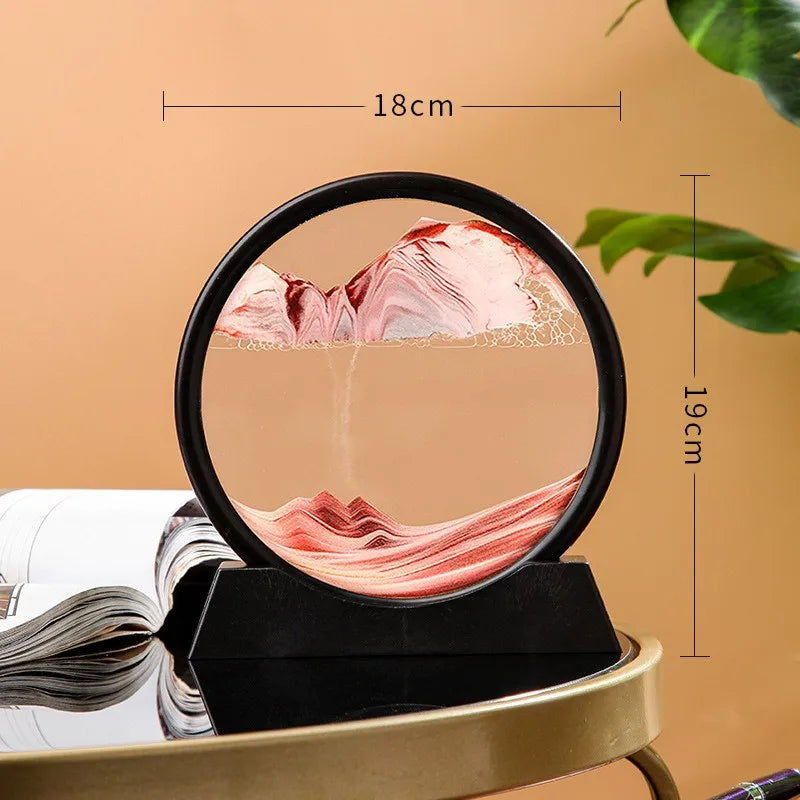 3D Dynamic Quicksand Art Moving Sand Picture Round Desktop Ornament