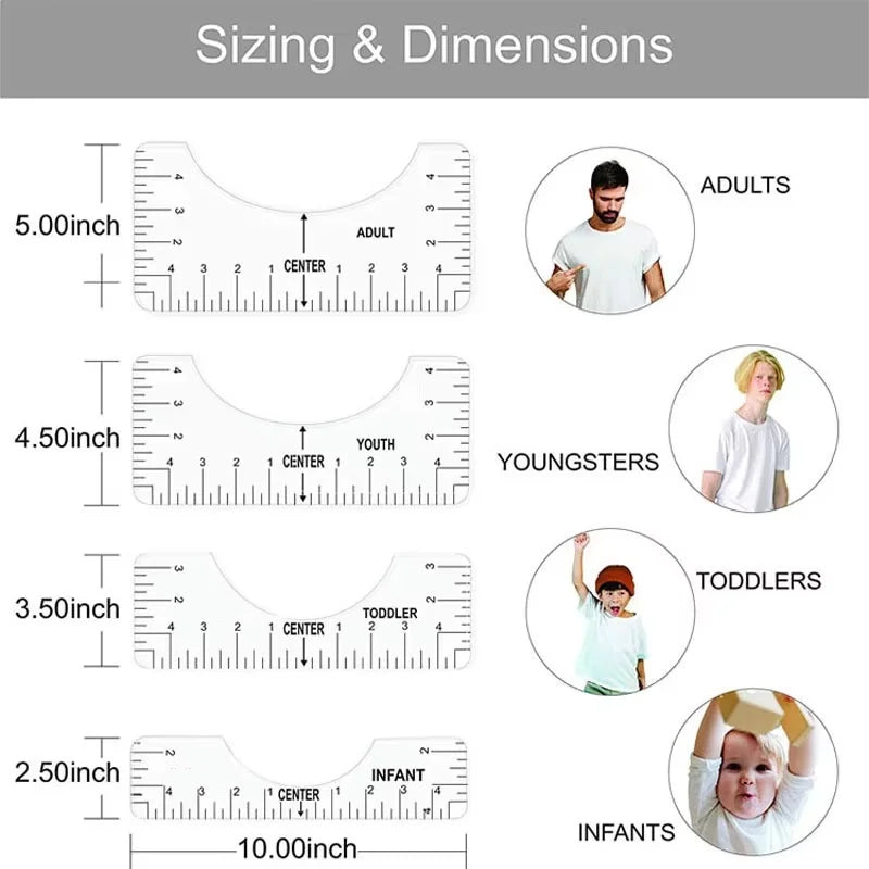 T-Shirt Alignment Ruler Guide Set for Vinyl Craft and Heat Press