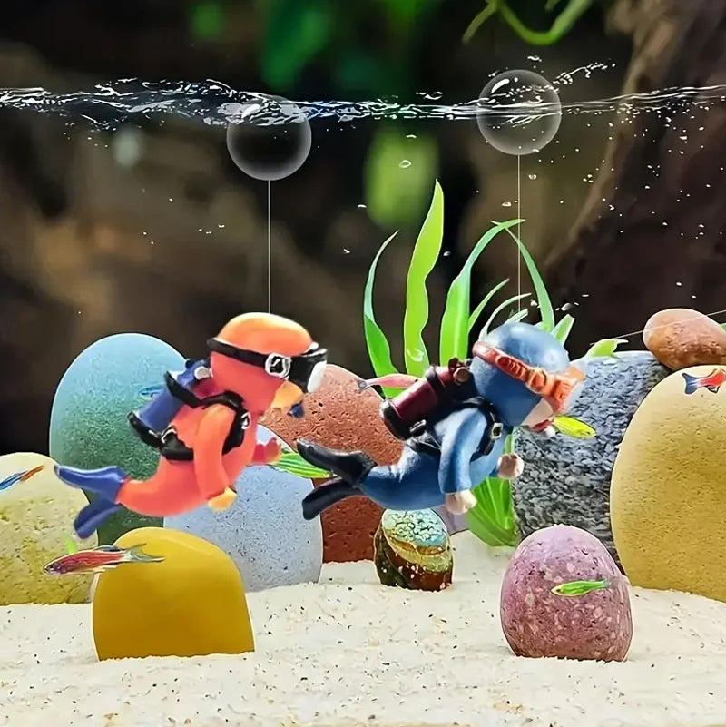 Floating Scuba Diver Aquarium Decoration Fish Tank Landscaping Ornament - 3