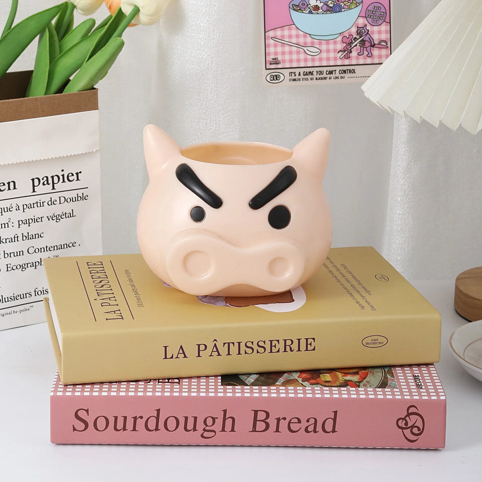 Cartoon Pig Desk Organizer Makeup Brush Holder and Pen Cup