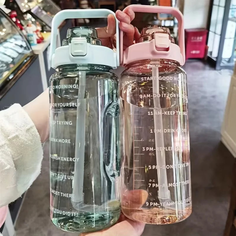 2000ml Large Sports Water Bottle BPA Free Leak Proof Jug with Straw - 7