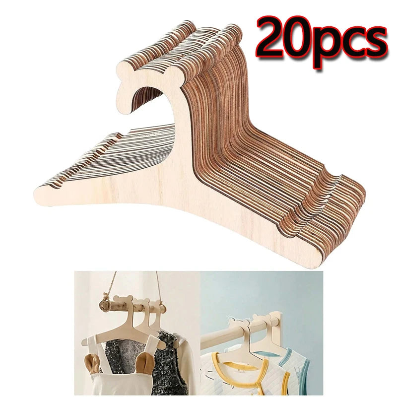 Wooden Baby Clothes Hangers Cute Bear Kids Clothing Organizer Rack