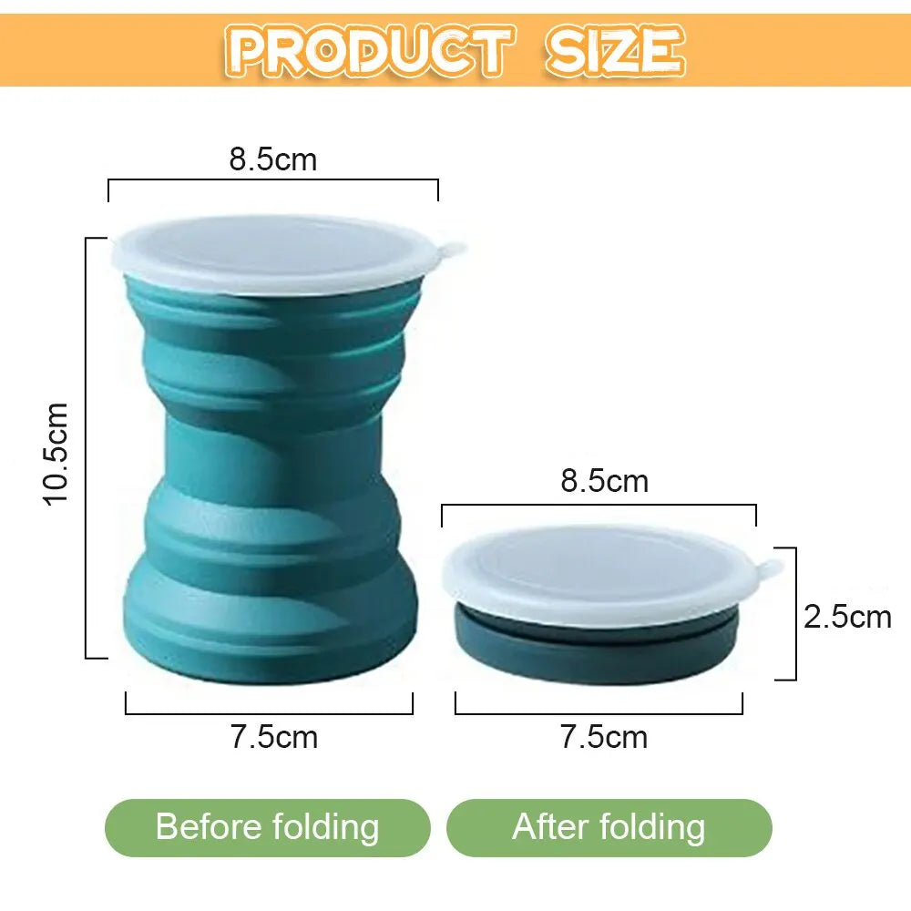 Portable Silicone Collapsible Cup Foldable Travel Mug with Lanyard
