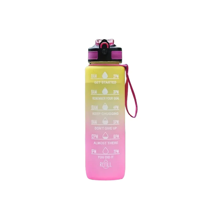 1000ml Gradient Sports Water Bottle Large Capacity Straw Gym Cup
