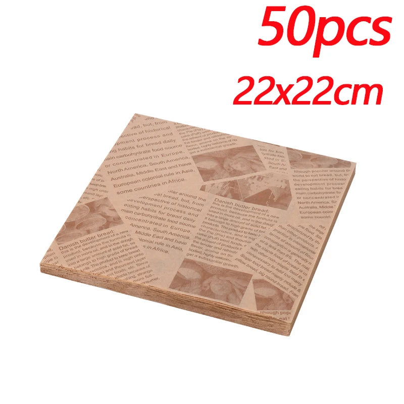 50pcs Greaseproof Food Wrapping Paper for Burgers Sandwiches and Fries - 10