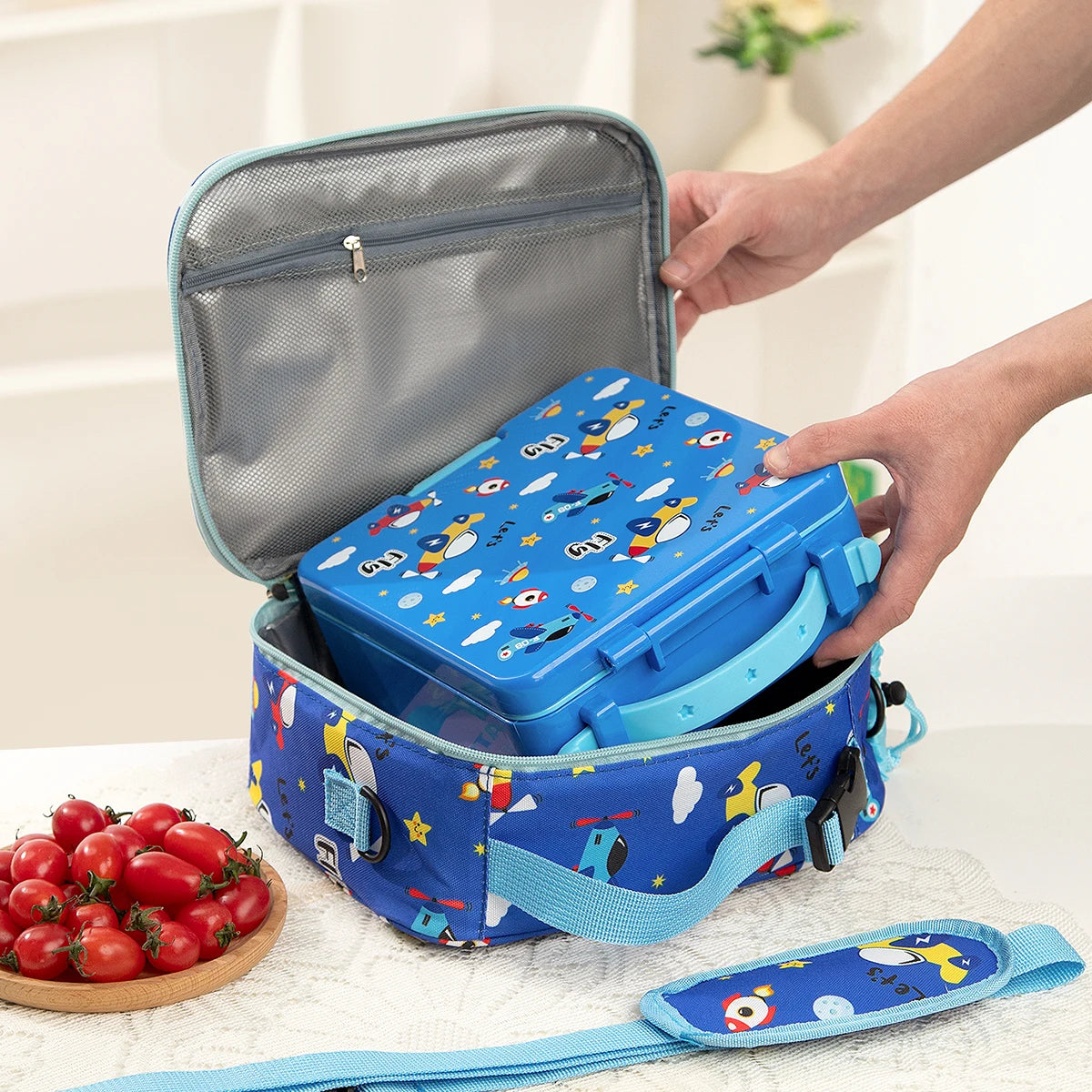 Insulated Lunch Bag Cute Floral Print Bento Box Thermal Cooler Tote