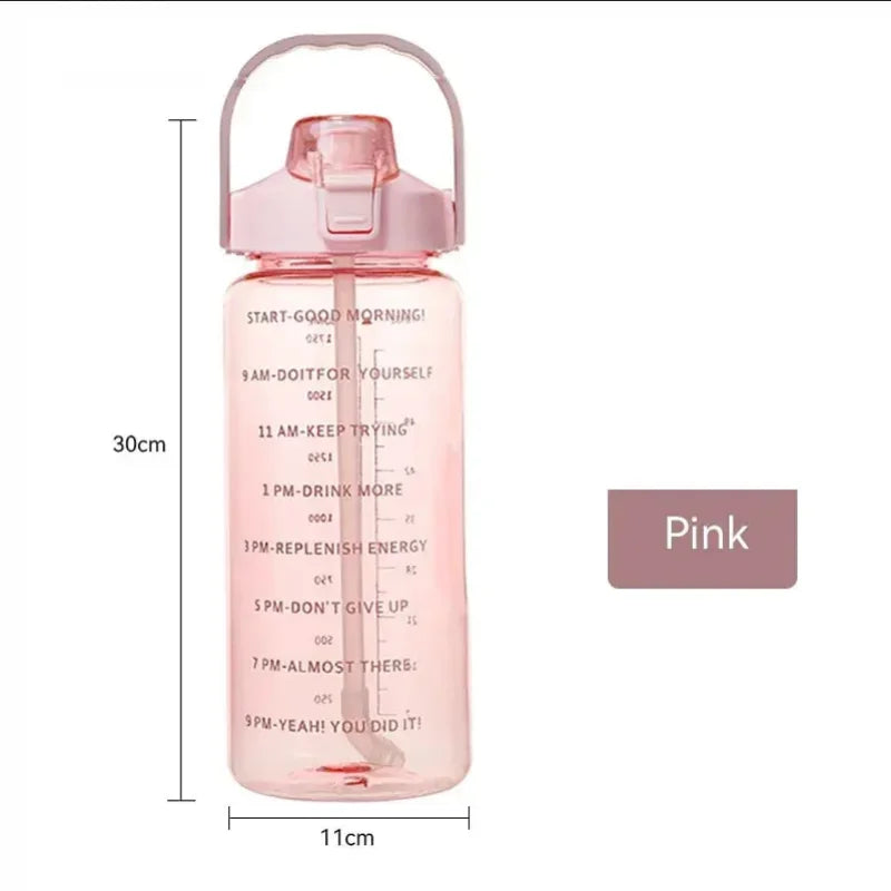 2L Motivational Water Bottle with Straw Large Fitness Sports Jug - 11