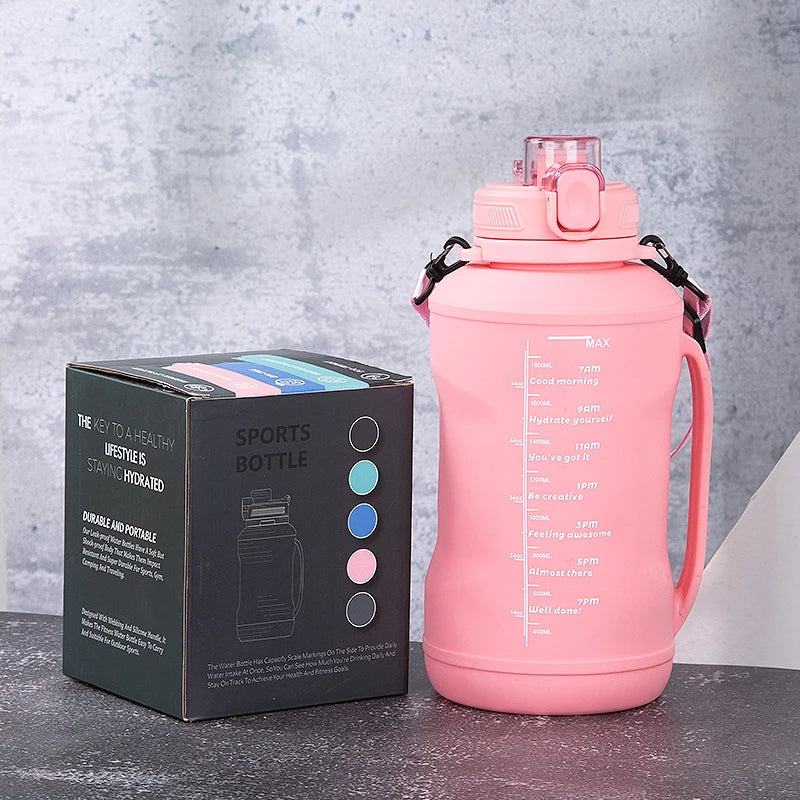 2L Collapsible Water Bottle Large Silicone Sports Jug with Straw Handle