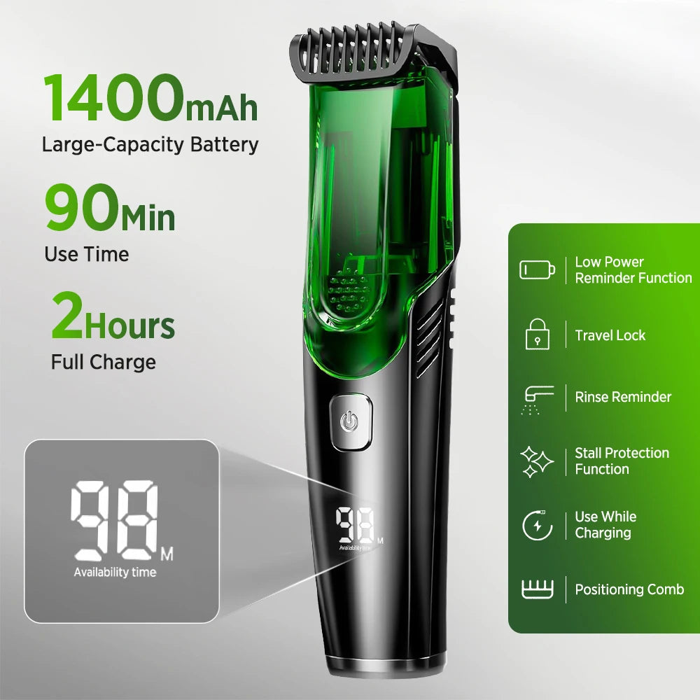 Cordless Beard Trimmer Vacuum Electric Shaver Grooming Kit - 5