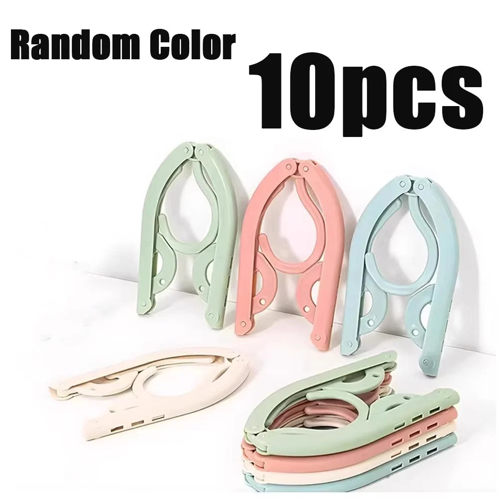 5-10pcs Folding Travel Hangers Portable Space Saving Clothes Rack - 14