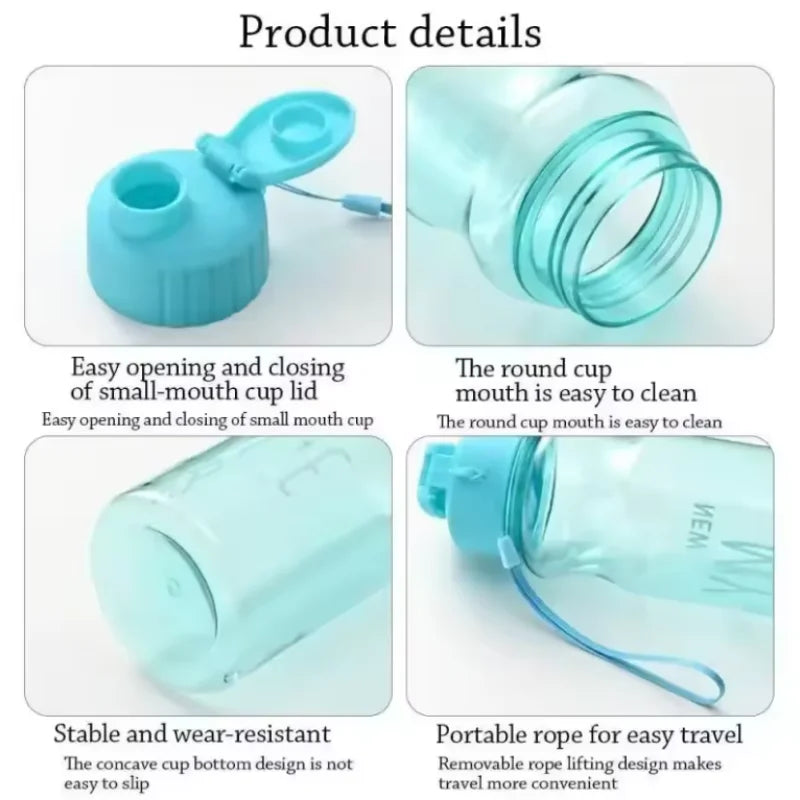 500ml Transparent Sport Water Bottle BPA Free Leakproof Travel Cup