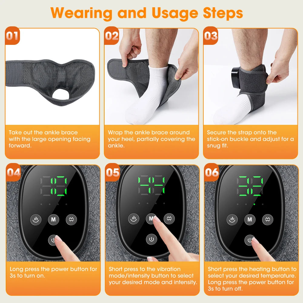 Cordless Heated Ankle Massager Portable Foot Relaxation Wrap - 15