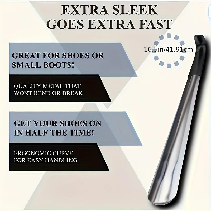 Long Handle Stainless Steel Shoehorn Easy Grip Shoe Helper