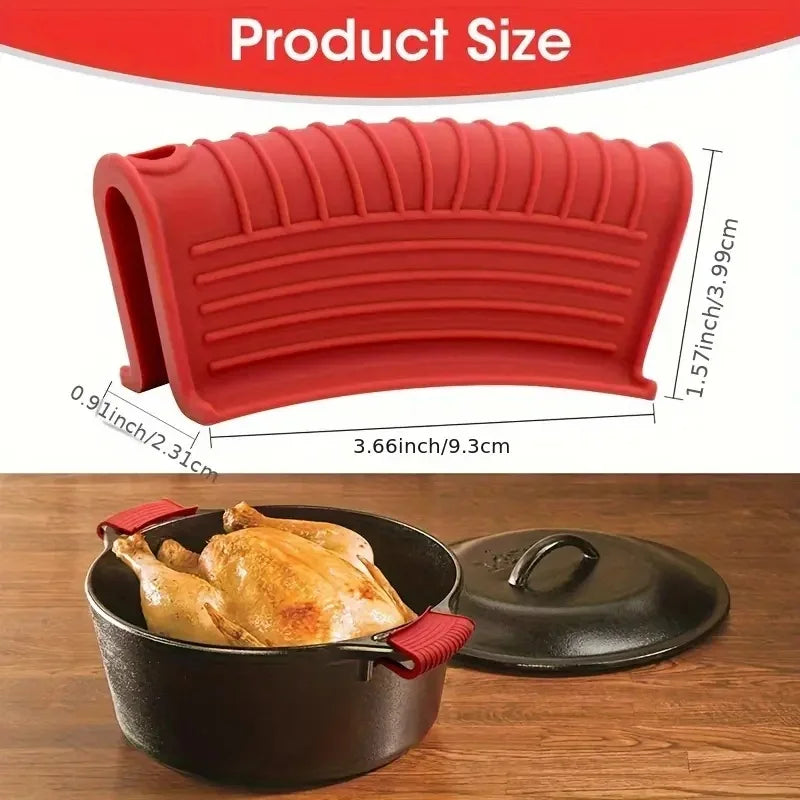 2 Pcs Silicone Hot Handle Holder Heat Resistant Skillet Pot Grips - 6