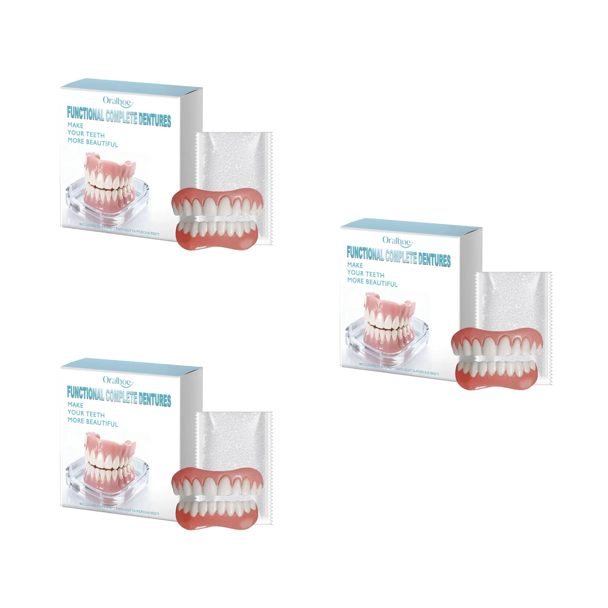 Oralhoe Cosmetic Denture Set Upper and Lower False Teeth