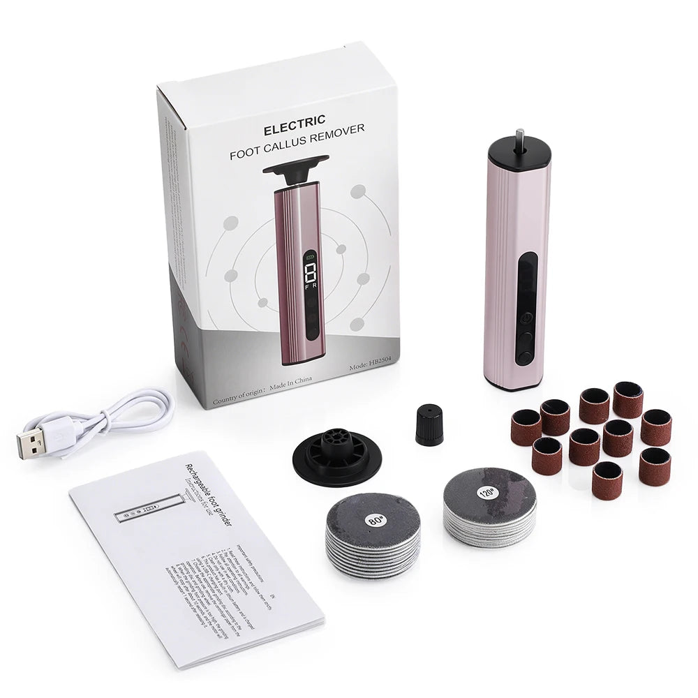 Electric Foot File Callus Remover Dual Direction Rechargeable Grinder - 17