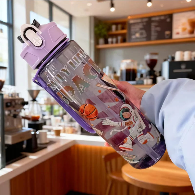 750ML Astronaut Water Bottle Sport Straw Cup with Bouncy Lid - 18