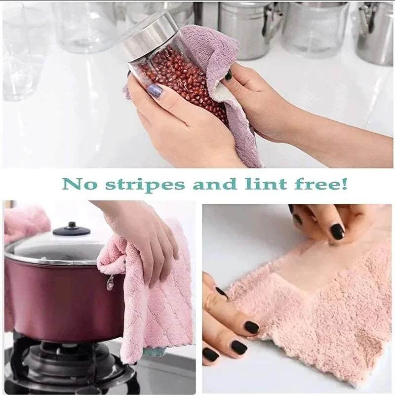Microfiber Kitchen Cleaning Cloths - Nonstick Oil Absorbent Dish Towels - 5