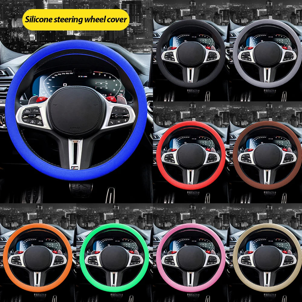 Universal Silicone Steering Wheel Cover Non Slip Sweat Absorbent Grip - 1