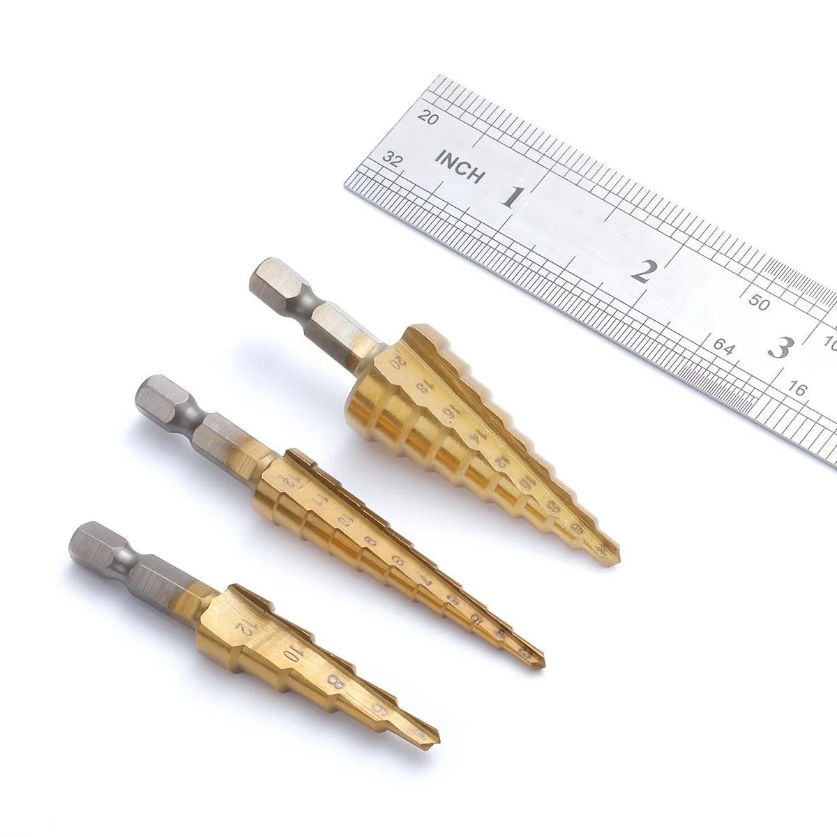 3 Piece Pagoda Step Drill Bit Set High Speed Steel Hole Opener