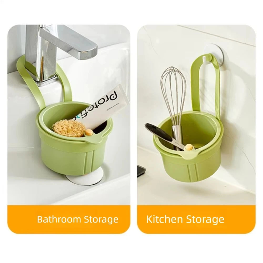 Kitchen Sink Hanging Strainer Basket Food Waste Catcher Filter Rack