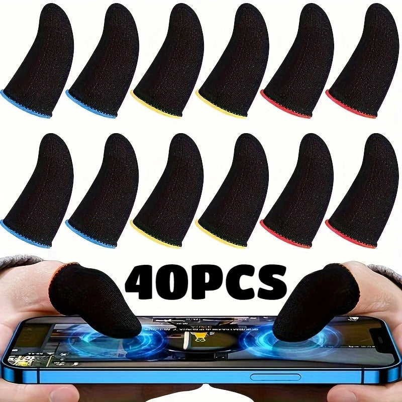 40pc Gaming Finger Sleeves Sweatproof Anti-Slip Touch Screen Controller - 1