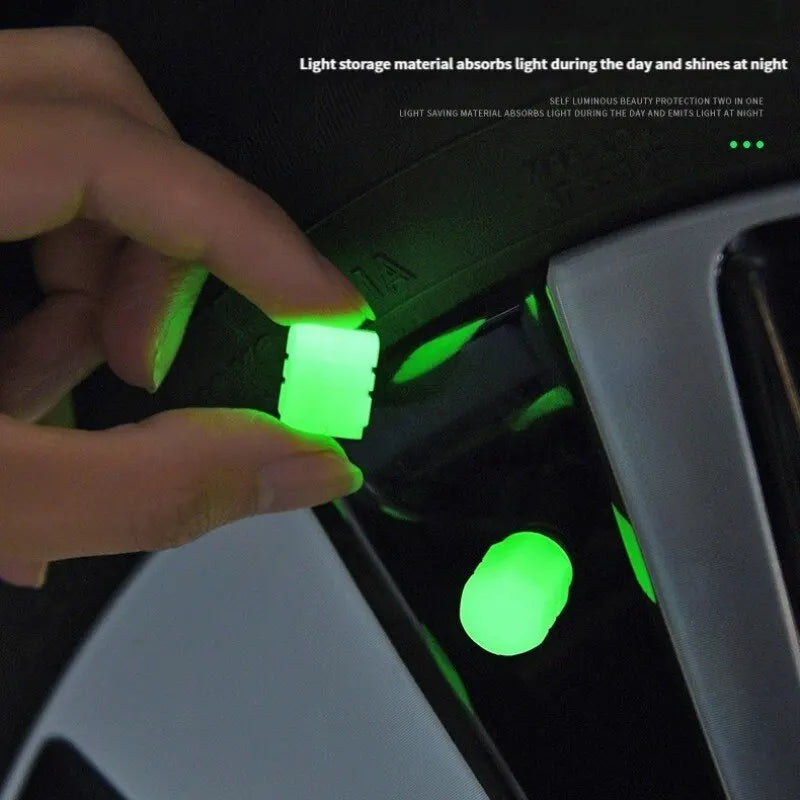 Universal Luminous Tire Valve Caps Glow in the Dark Bike Stem Covers