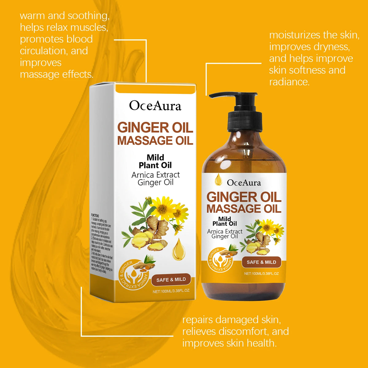 Ginger Massage Oil Body Relaxing Essential Oil