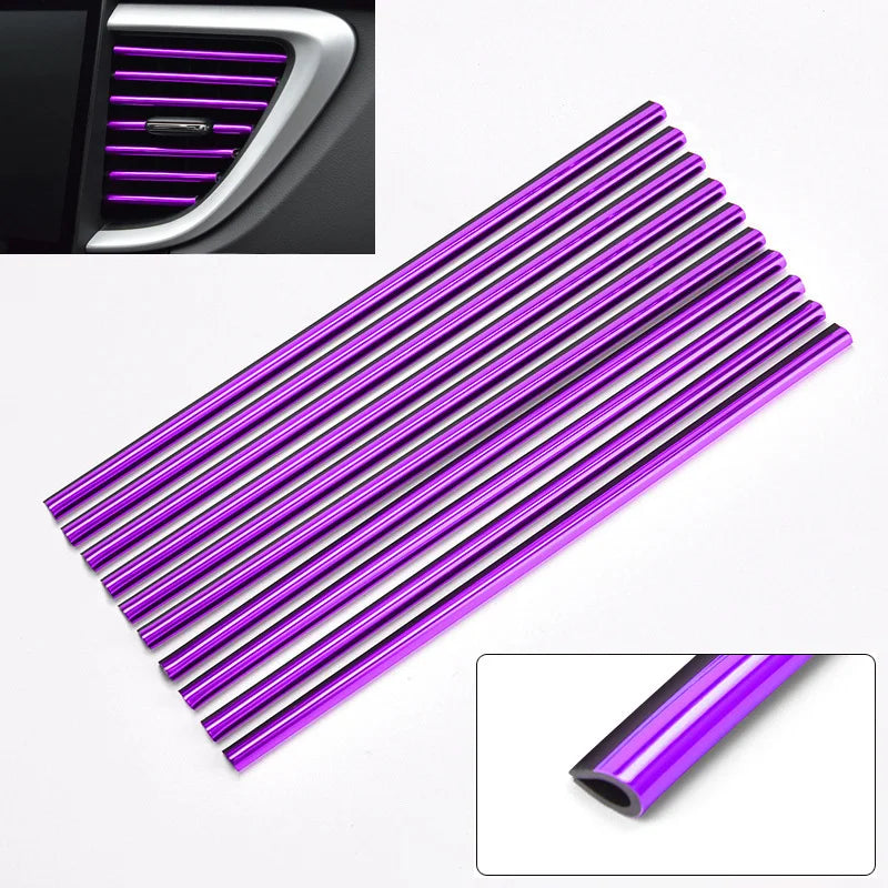 10pc Car Air Vent Trim Strips U-Shaped Interior Decorative Molding - 15