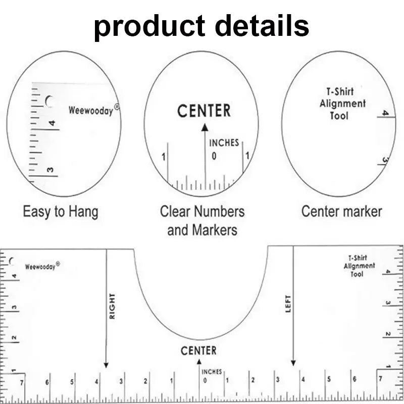 T-Shirt Alignment Ruler Guide Set for Vinyl Craft and Heat Press