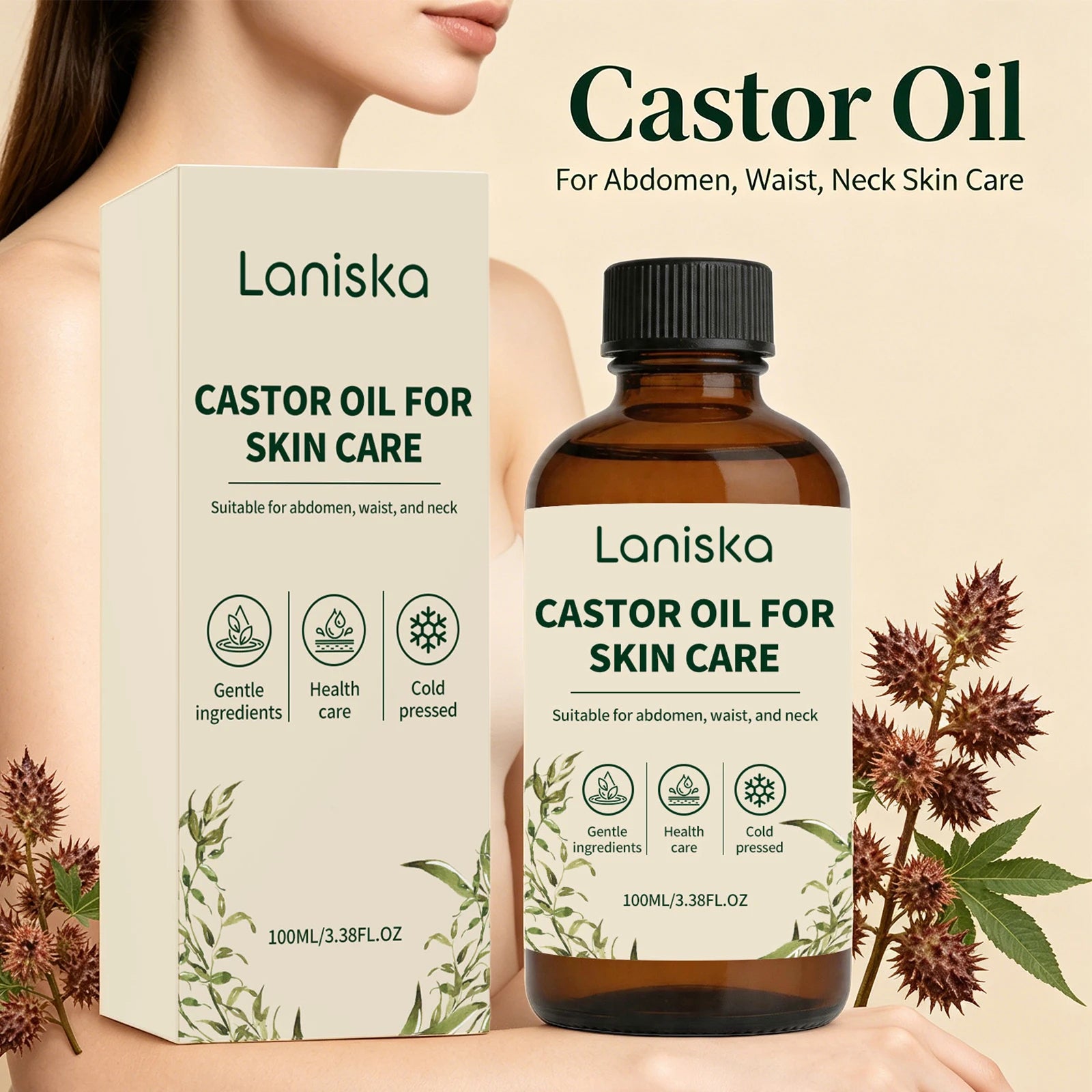 Laniska Cold Pressed Castor Oil for Skin Hydration and Body Massage Care - 4