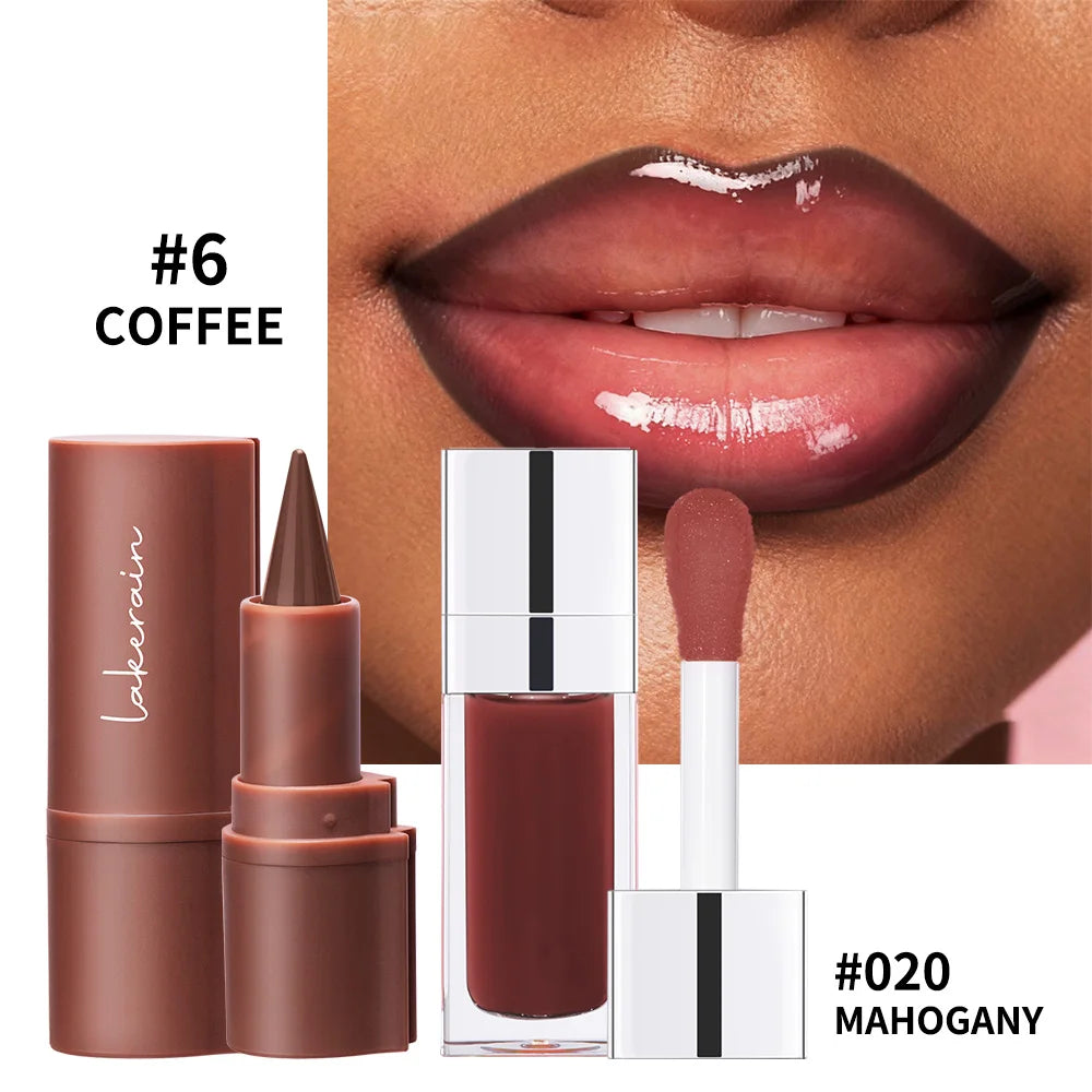 Lip Liner And Lip Gloss Set Hydrating Shine Lip Makeup Combo - 11