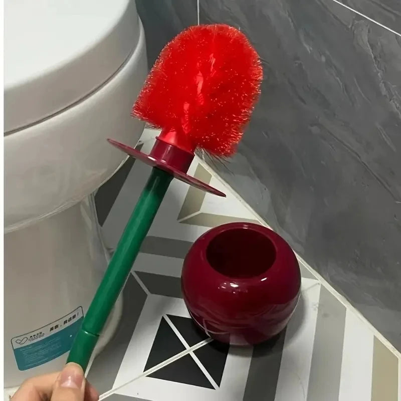 Cherry Shape Toilet Brush and Holder Set Long Handle Cleaning Tool - 3