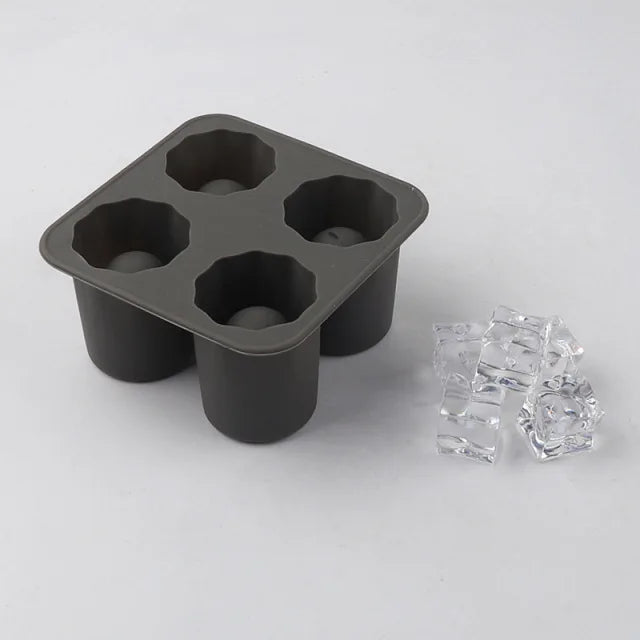 4 Cup Silicone Ice Shot Glass Mold Tray for Whiskey and Cocktails