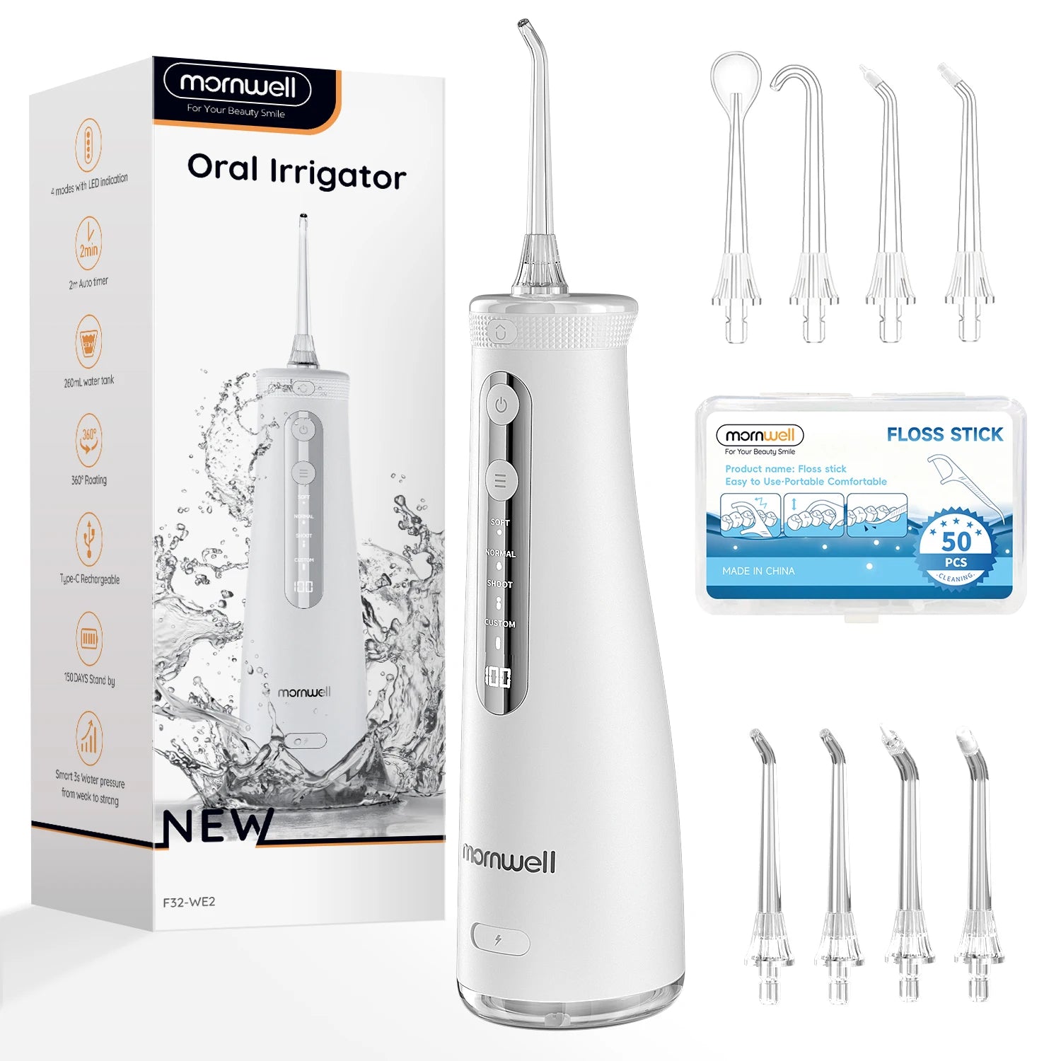 Mornwell F32 Water Flosser Oral Irrigator Teeth Cleaner - 19