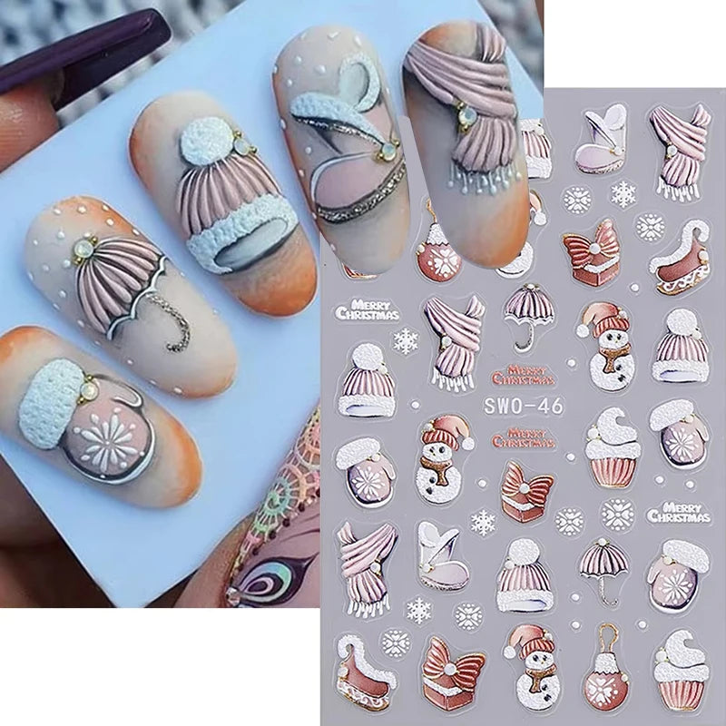 Christmas Nail Stickers Cartoon Snowman Decals Manicure Art - 4