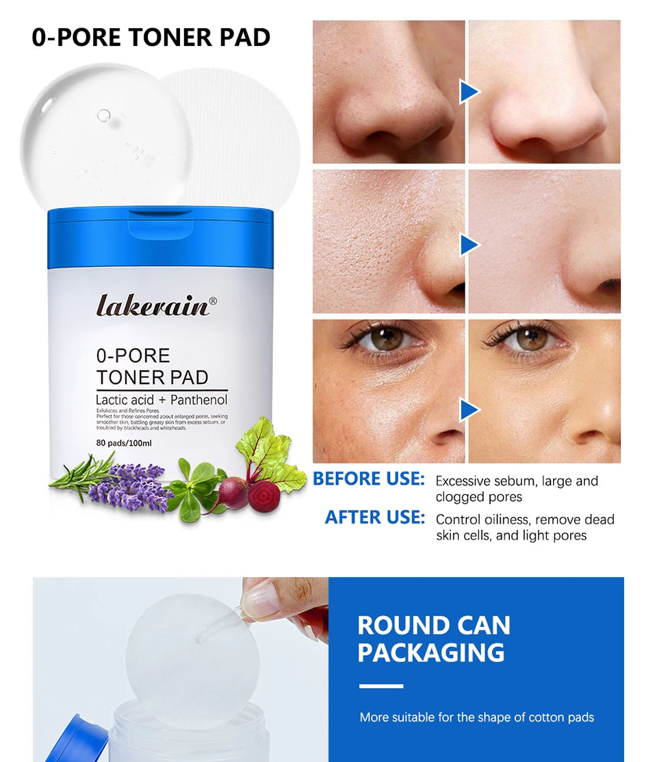 Lakerain Pore Toner Pad and Pink Peptide Facial Serum Skincare Set - 10