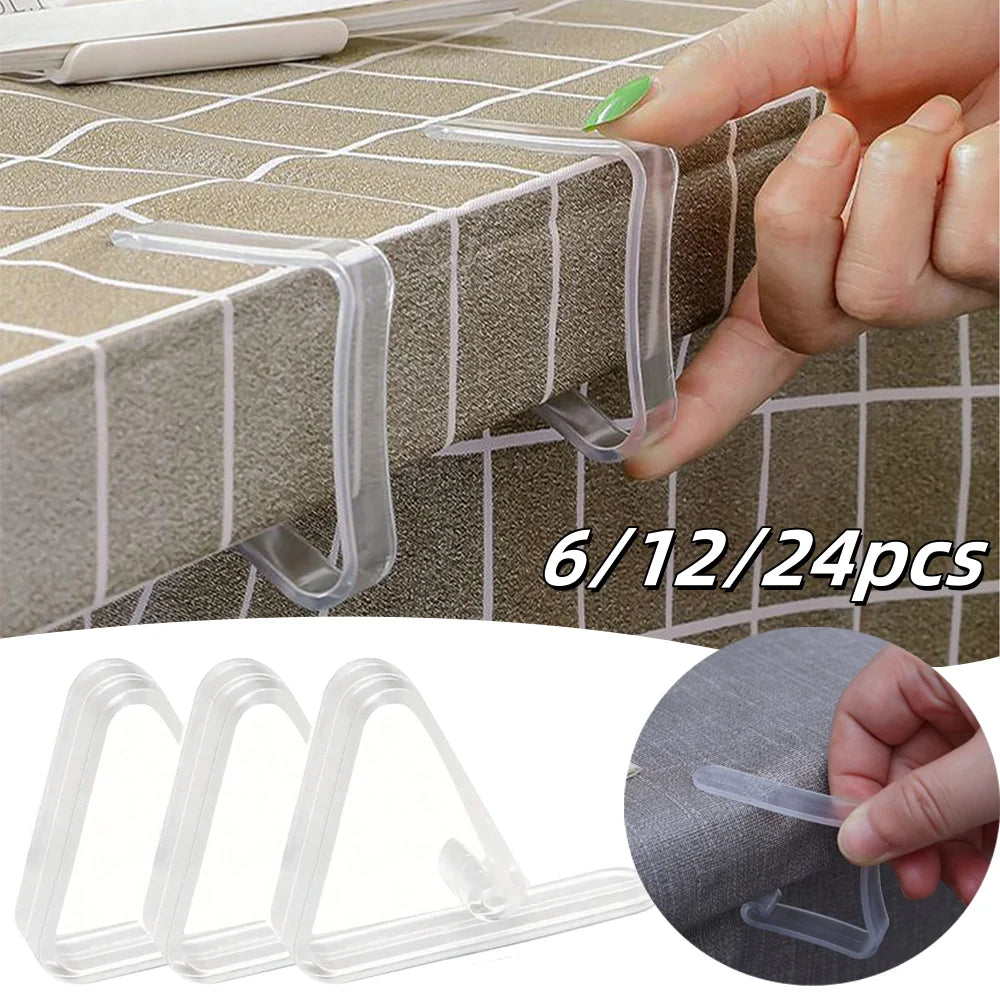 Clear Tablecloth Clips Anti Slip Table Cover Holder Set 6 12 24 Pack - 1