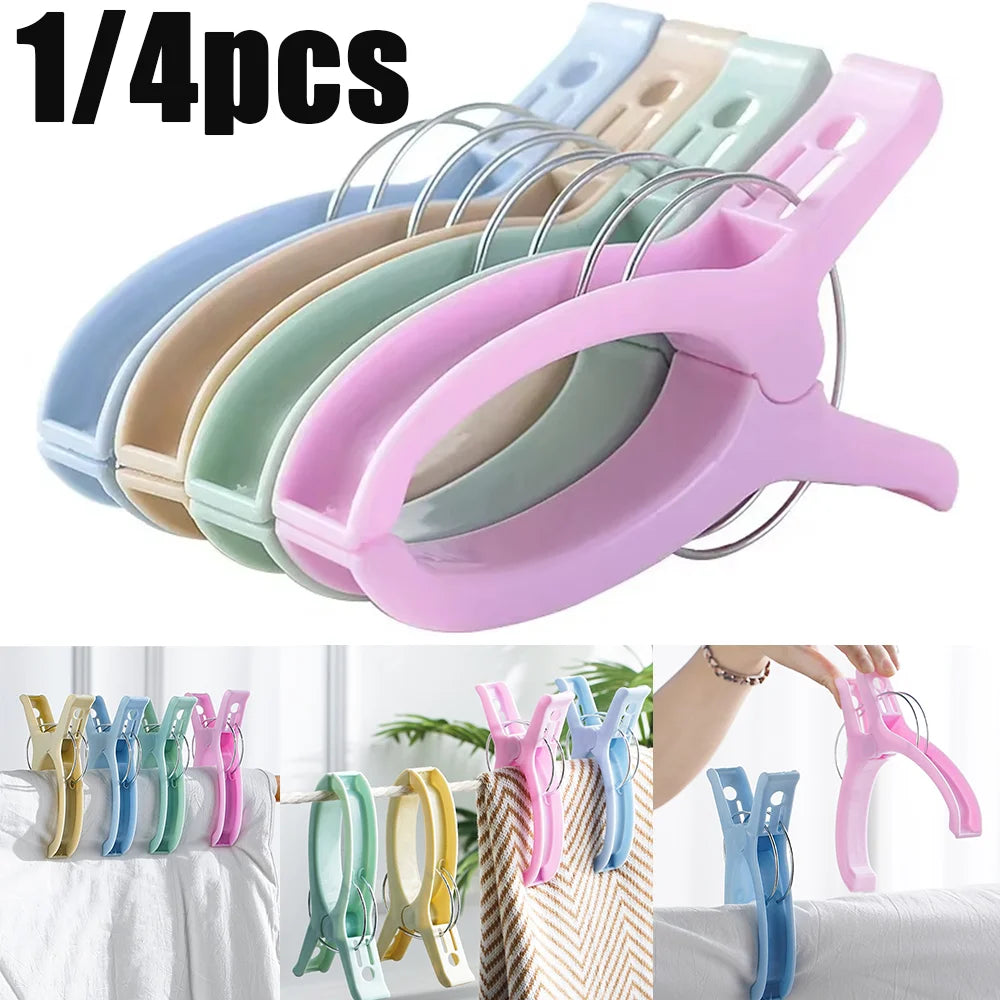 Large Beach Towel Clips Heavy Duty Non Slip Plastic Lounger Pegs - 1