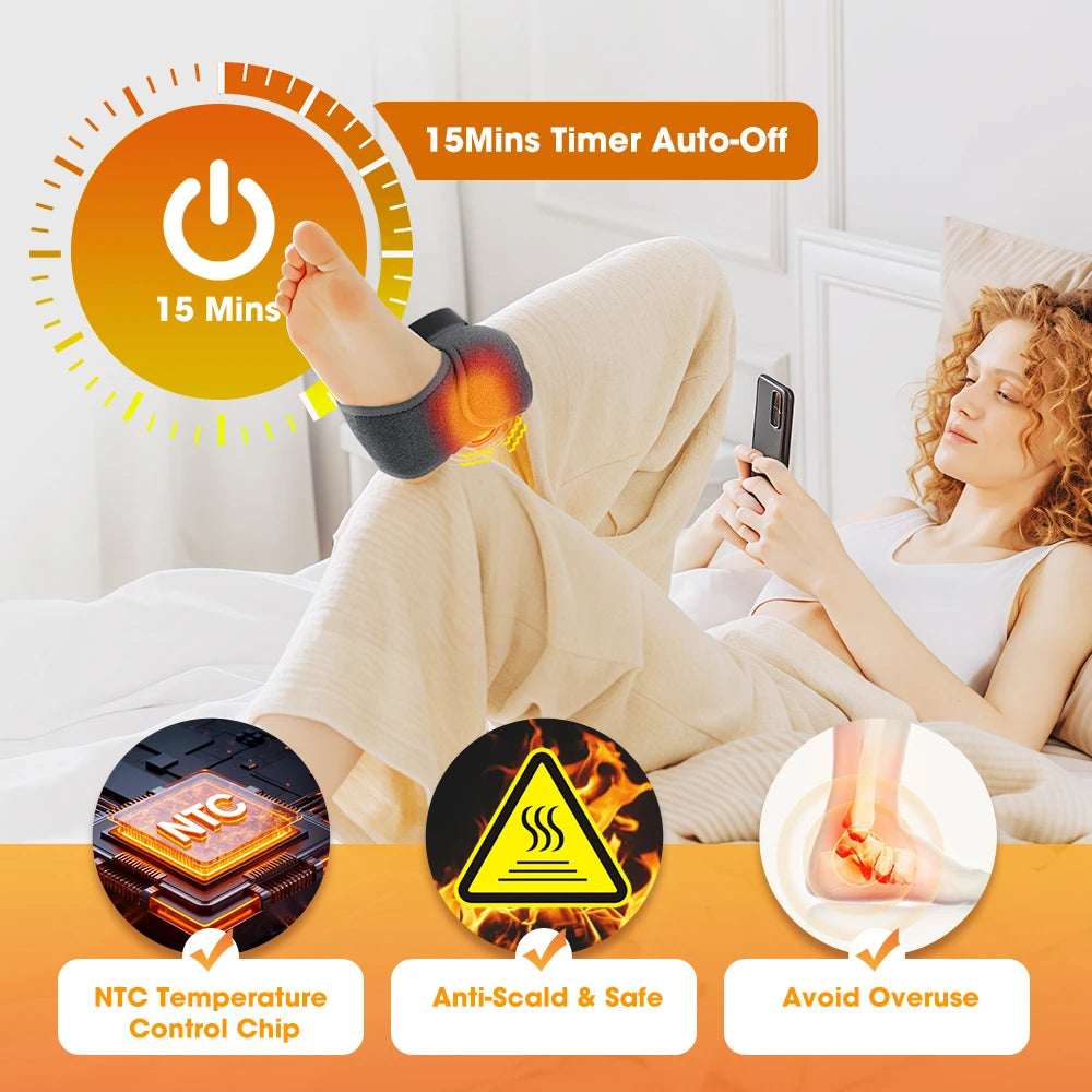 Cordless Heated Ankle Massager Portable Foot Relaxation Wrap