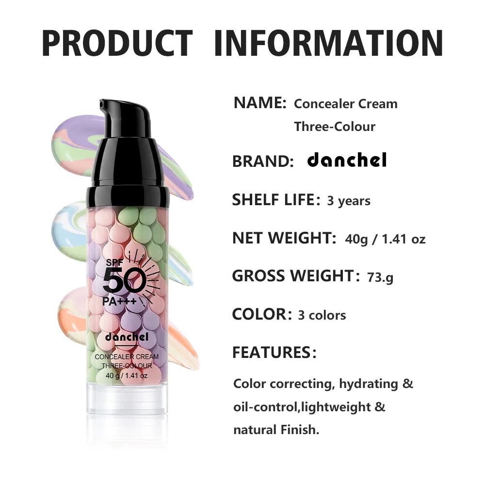 3 Color Correcting Concealer Cream SPF50 Makeup Primer Base